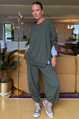 Made in Italy Lagenlook Chill Sweatshirt Deep Khaki